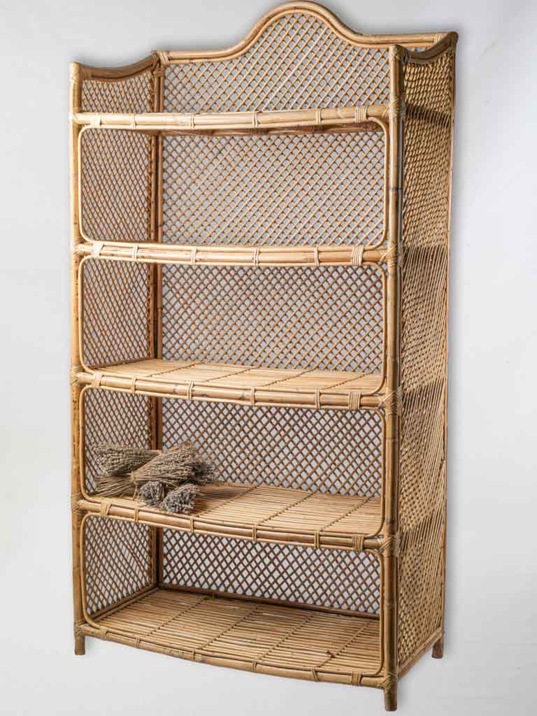 Vintage French bamboo rattan étagère