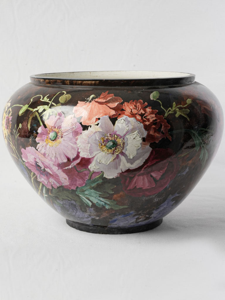 Antique rare French ceramic cache-pot