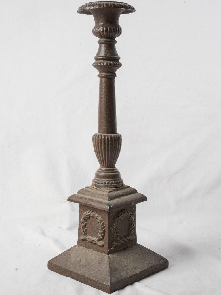 Antique rustic cast iron candleholder  